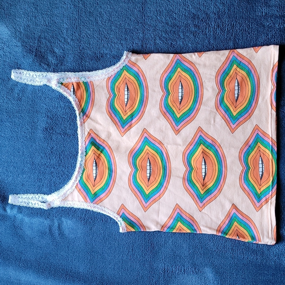 Solstice Intimates sz L Printed Cotton Undershirt "Sweet Lips"